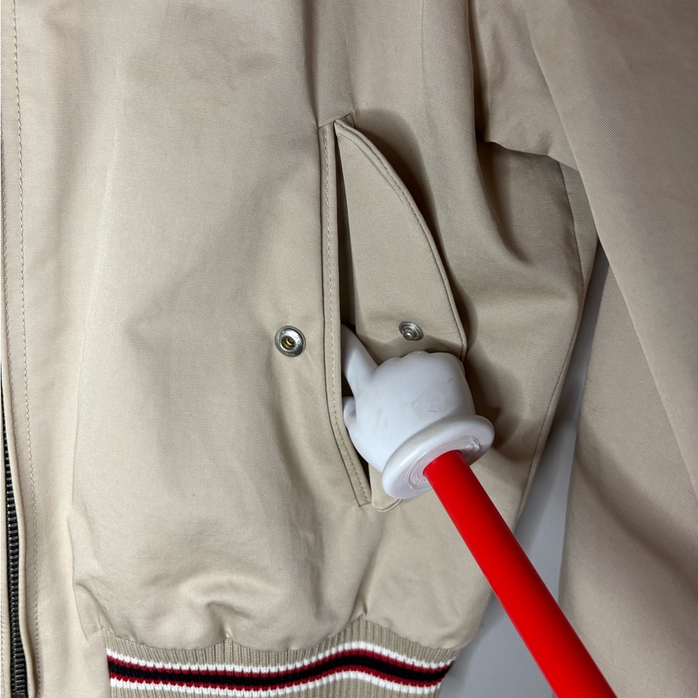 Sandro Cream Bomber Jacket with Red Accents - Picture 8 of 12